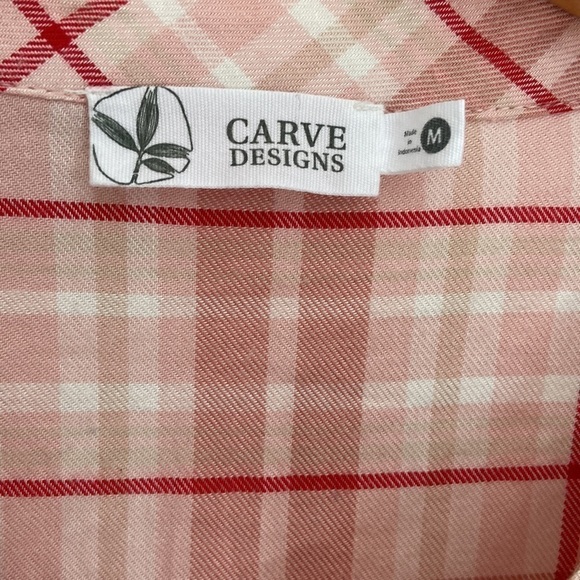 Carve Designs pink plaid flannel peplum top - Picture 2 of 4